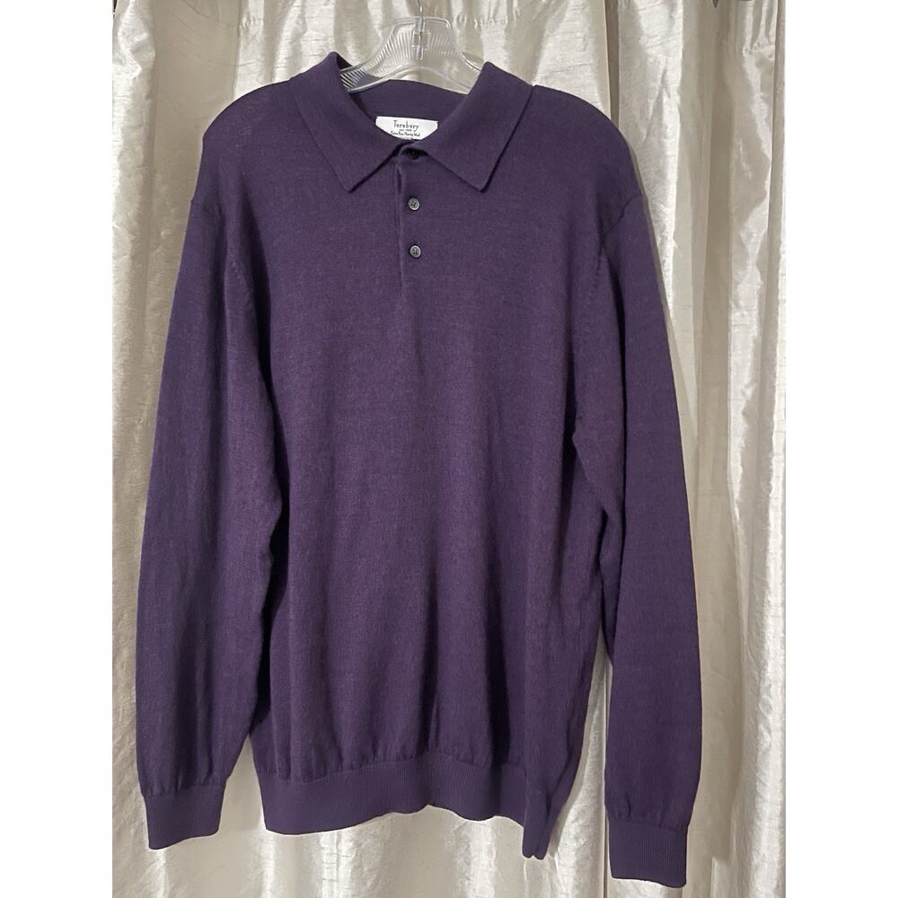 Men’s Turnbury Purple Sweater Merino Wool Long Sleeve Pullover Size Large